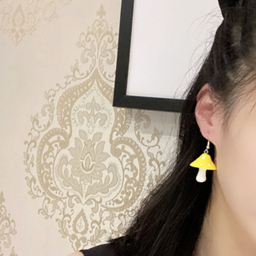 Đôi Bông Tai Hình Nấm Bằng Nhựa Resin Màu Sắc Đáng Yêu