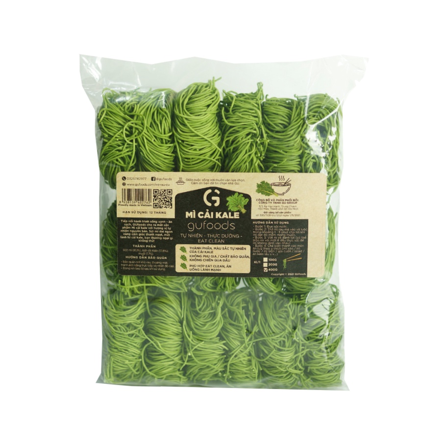 Mì cải kale (cải xoăn) GUfoods - Màu xanh tự nhiên, Giàu chất xơ, Bổ sung vitamin, Eat clean (25g/100g/200g/400g)