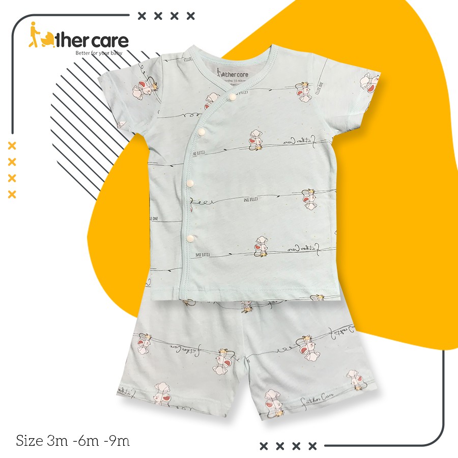 [Mã LT50 giảm 50k đơn 250k] Bộ Quần áo FatherCare sơ sinh Cài lệch CT - Chuột Little One FC854