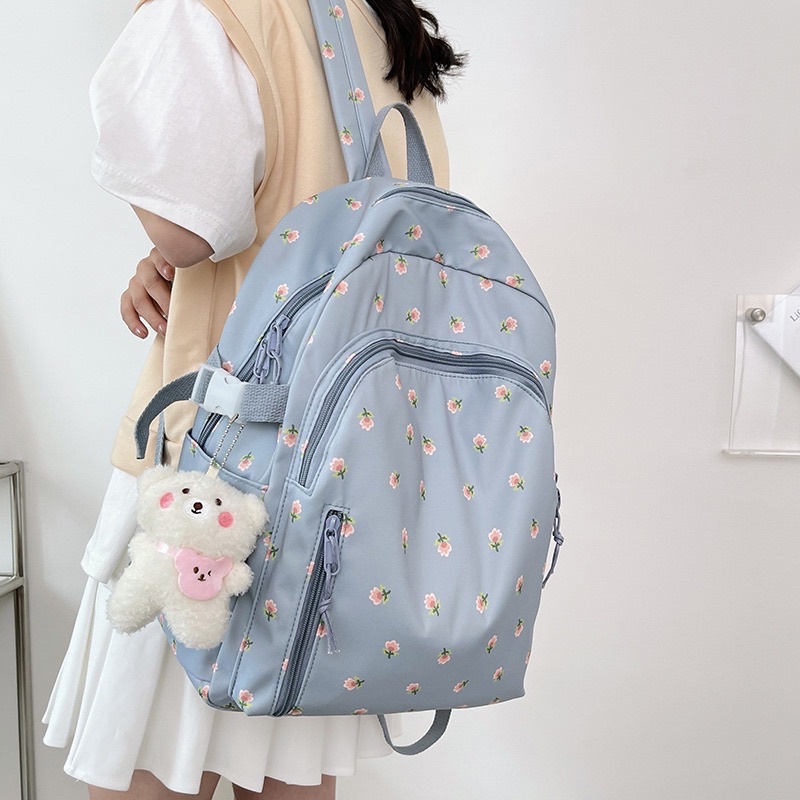 Balo Hoa Nhí Chống Nước Trơn Bloom Solid Khóa Kéo Vòm Nữ Tính