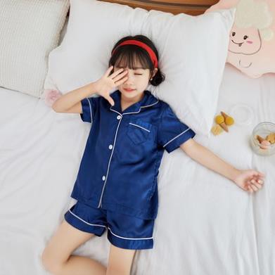 Đồ Ngủ Pijama Lụa Trẻ Em MinChu Cho Bé Trai Bé Gái Mặc Ở Nhà Từ 12 - 34kg - Quần Áo Ngủ Mùa Hè Cho Bé  ་