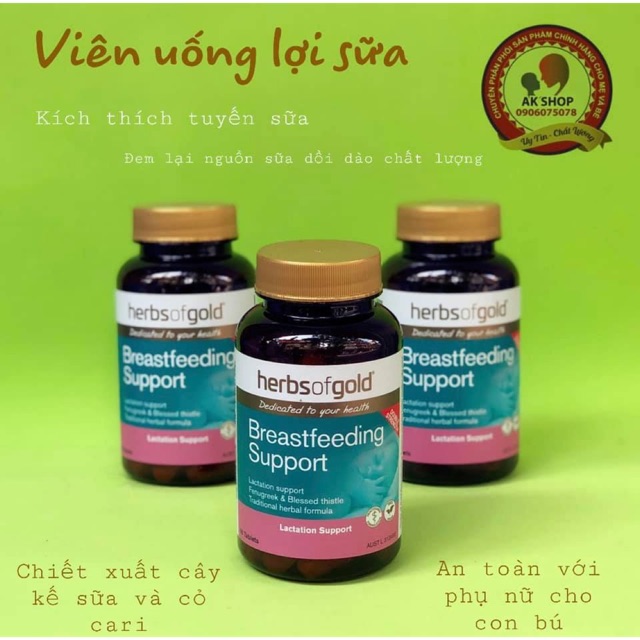 Lợi sữa Herbs of Gold Breastfeeding Supper Úc 60v