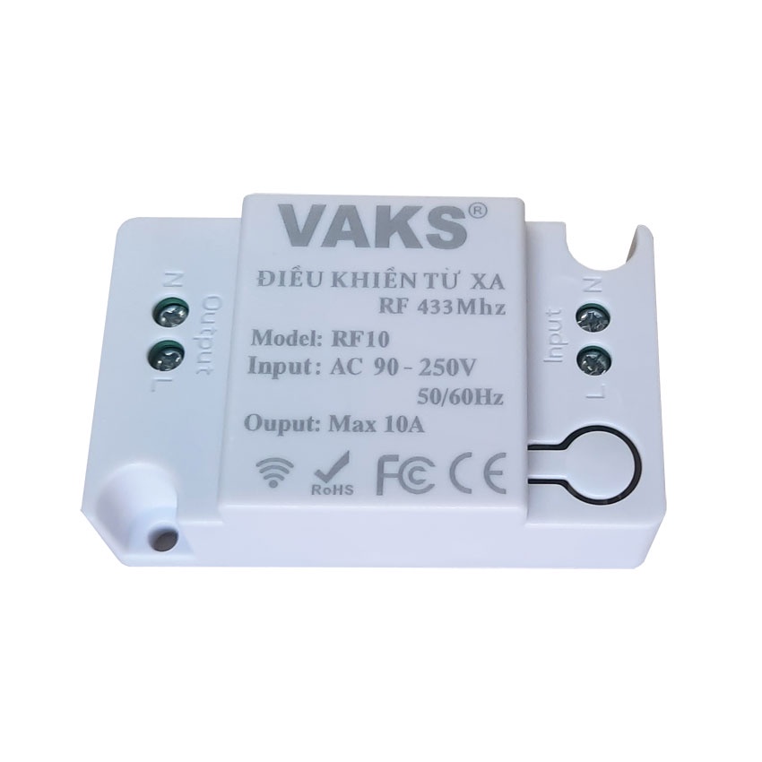 Bộ công tắc điều khiển từ xa xuyên tường, tần số cao 433Mhz, 220V 1000W - RF10 và remote 2 nút AB