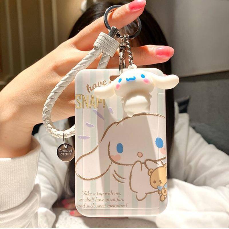 ⭐ iLado ⭐  Thẻ dây đeo thẻ sinh dễ thương Cartoon Cinnamoroll Sanrio bọc căn cước thẻ hoc thẻ đi làm viên Vỏ bảo vệ bao đựng thẻ học sinh phù hiệu học sinh dây đeo bảng tên dây đeo bảng tên đồ dùng học sinh