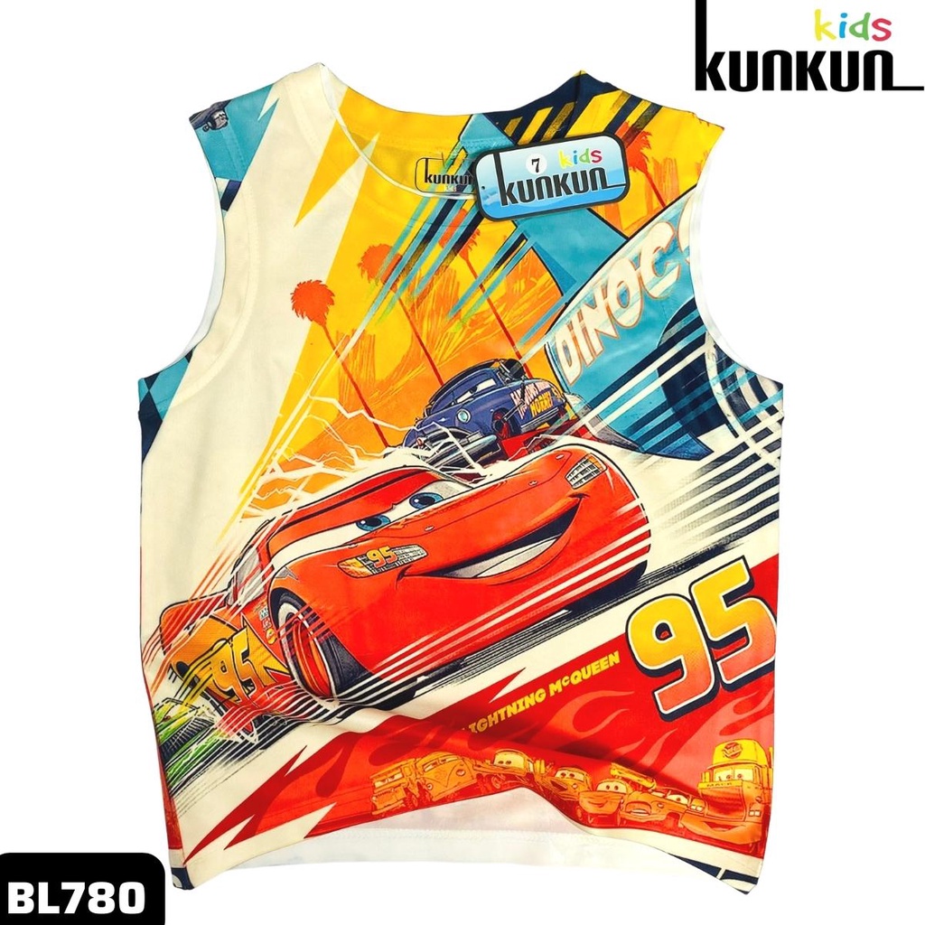 Quần áo trẻ em KUNKUN BL780 in 3D xe hơi cars size đại từ 10-60kg - Bộ ba lỗ bé trai thun lạnh co giãn 4 chiều