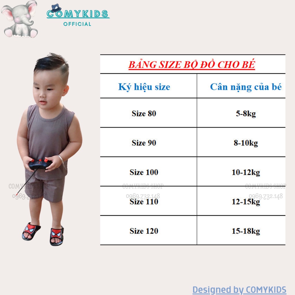 Bộ Ba Lỗ Chất Thun Lạnh Cho Bé Trai Bé Gái, Bộ Hè Cho Bé Minky Mom Sát Nách Trơn từ 5-18kg