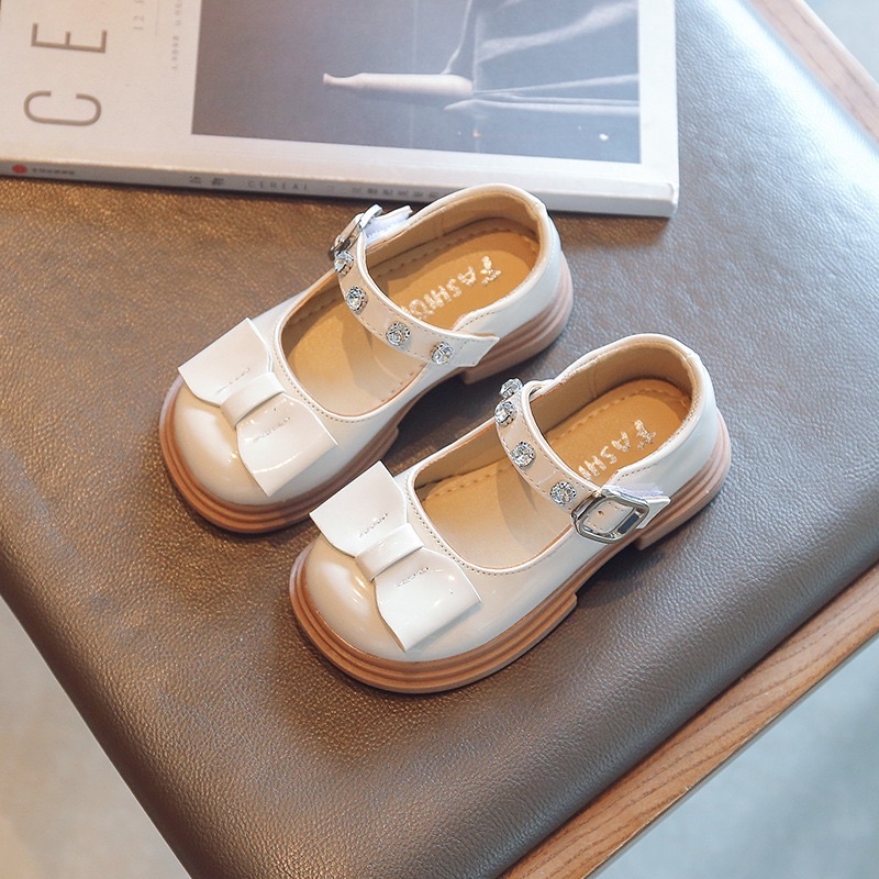Giày búp bê đính nơ cho bé gái thiết kế quai đính đá siêu xinh lên chân siêu xinh tiểu thư