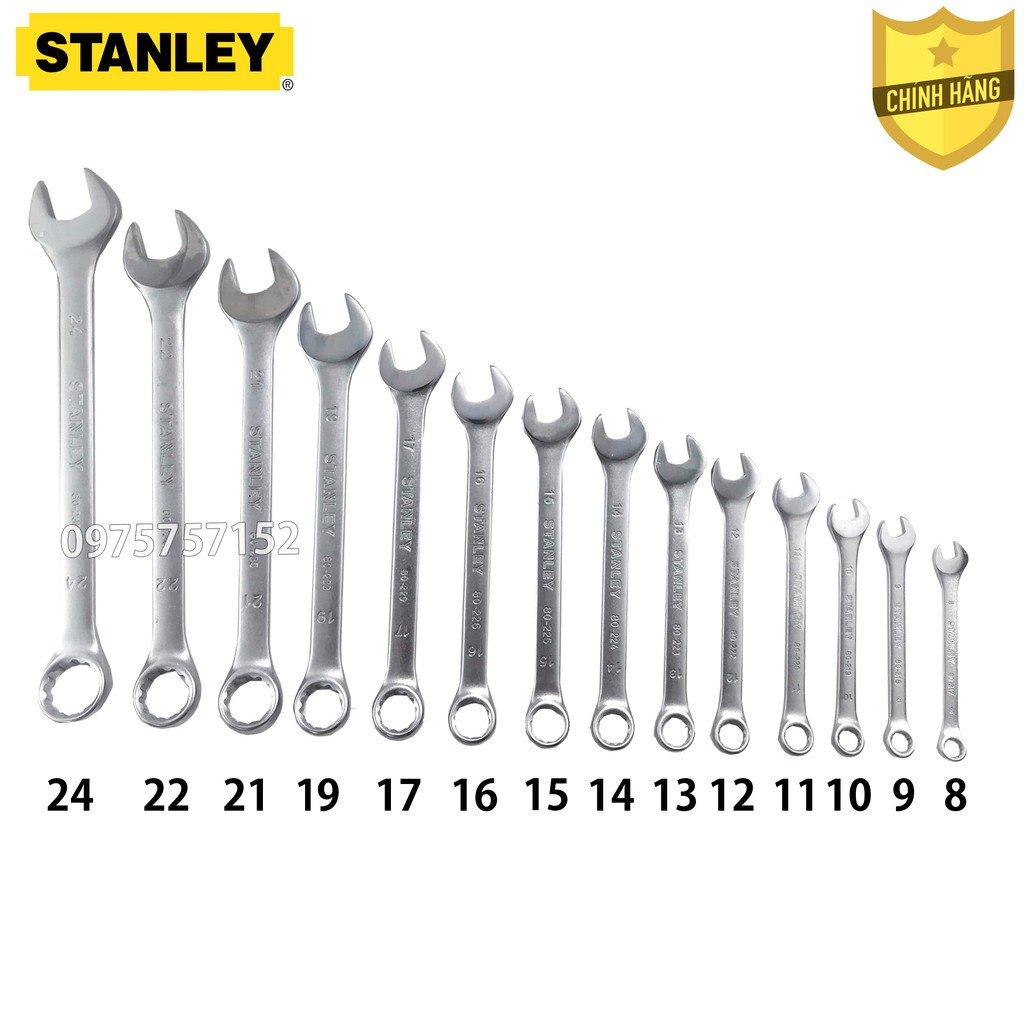 Bộ cờ lê cao cấp STANLEY vòng miệng - đầu tròng 14 chi tiết 8-24mm khay đựng tiện dụng chống va đập  - Chính hãng