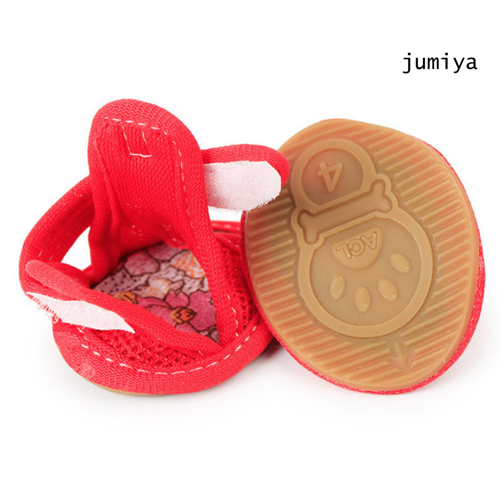 Bộ 4 chiếc giày sandal đế cao su chống trượt màu trơn cho thú cưng đi dạo