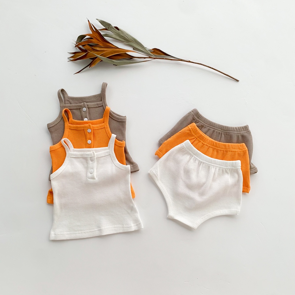 Set Áo Hai Dây + Quần Short Vải Cotton Thời Trang Cho Bé Sơ Sinh