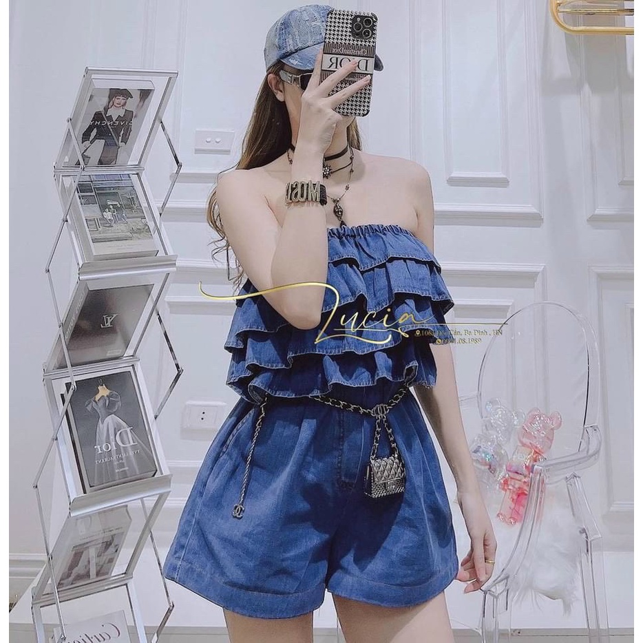 Set bộ áo 2 dây bèo tầng phối quần short cạp chun cực xinh, chất qccc lên form siêu đẹp %$&$#