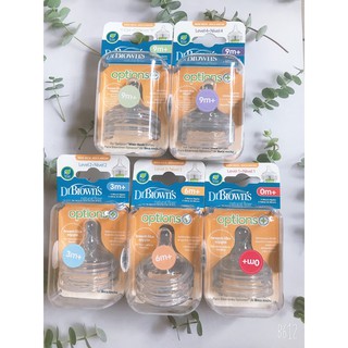 Set 2 Núm Ty thay thế bình sữa cổ rộng Dr Brown's dòng Option Plus. Núm ti thay thế Dr brown