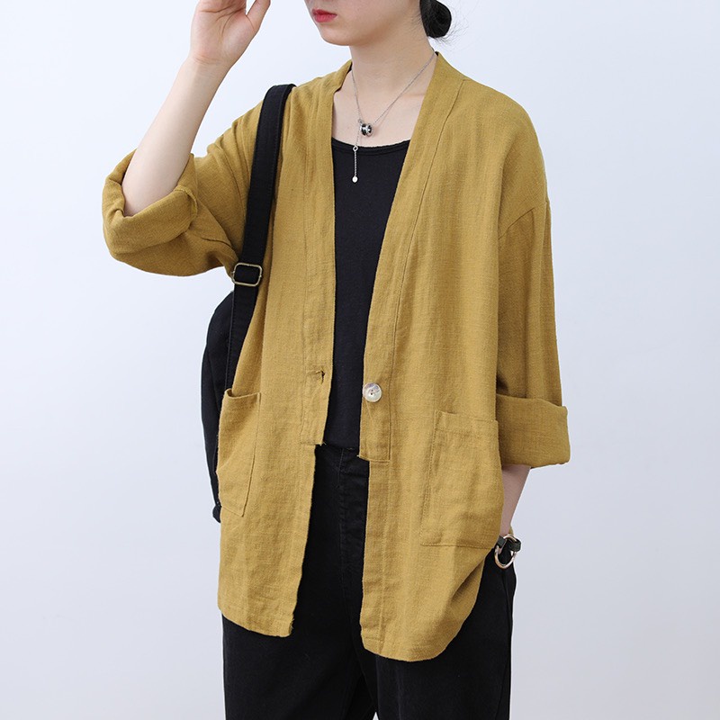 Áo khoác nhẹ cardigan nữ Linen bột Premium trẻ trung phong cách