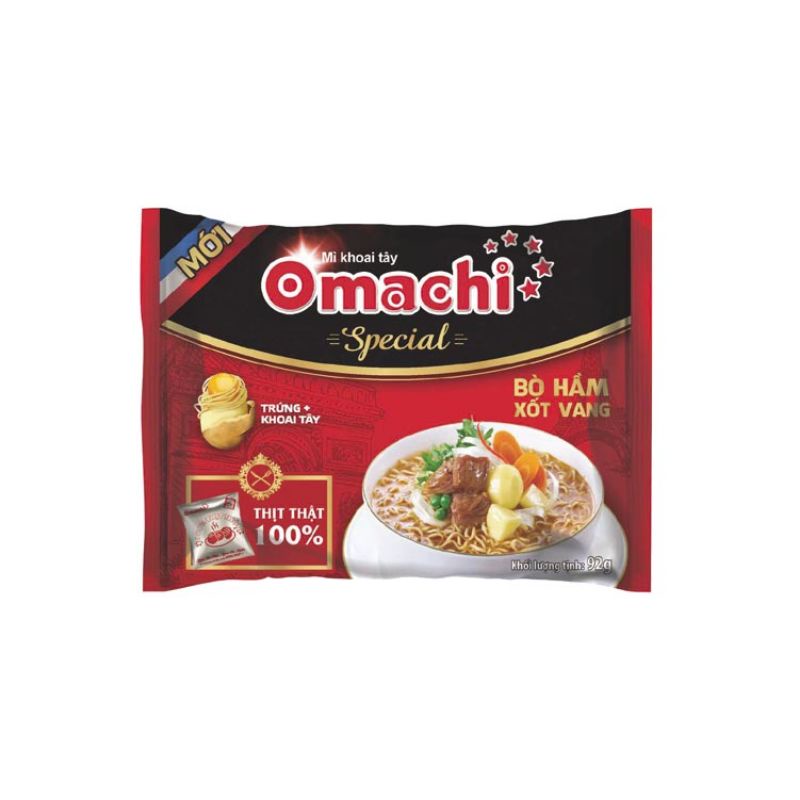 MÌ OMACHI XỐT BÒ HẦM, SƯỜN HẦM NGŨ QỦA. Mì trộn sốt spaghetti THÙNG 30 GÓI. mì trộn sốt trứng muối 12 hop/105g