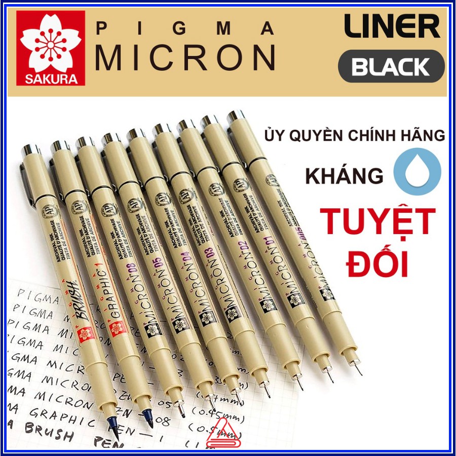 Bút line đi nét Sakura Pigma Micron màu Black 005, 01, 02, 03, 04,05, 08, Brush, Graphic