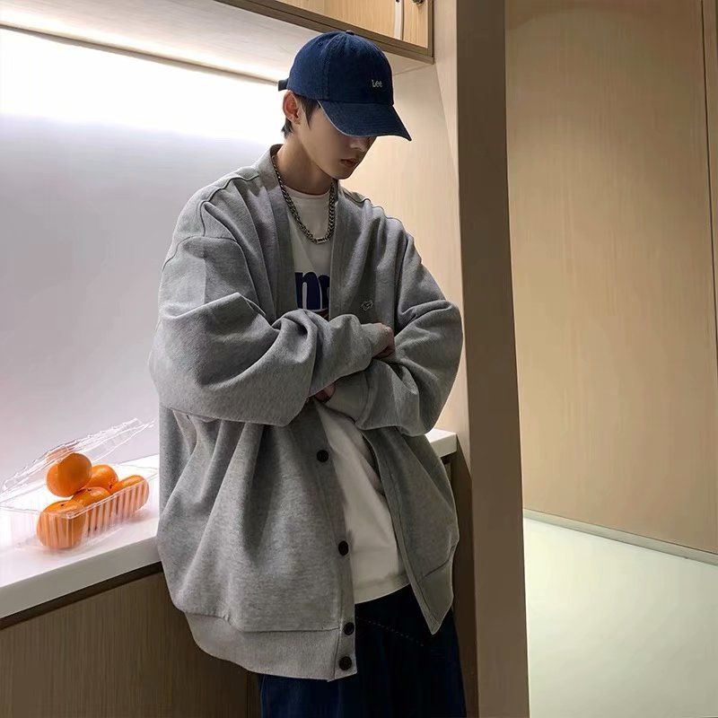 Áo Khoác Cardigan Dáng Rộng Phong Cách Nhật Bản Thời Trang Xuân Thu Cho Nam