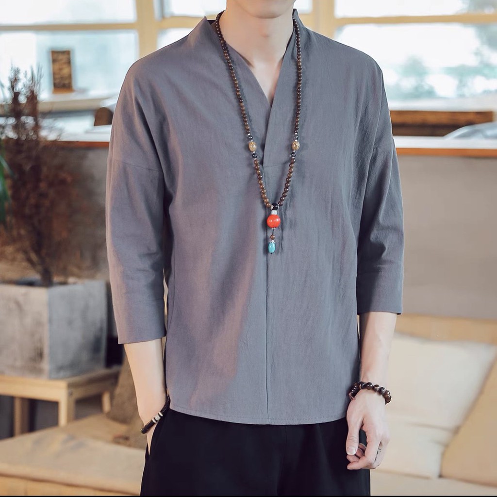 Áo Đũi Nam, Áo đũi ngắn tay cổ cách điệu, vải đẹp & mát, đơn giản tinh tế, thanh lịch | BigBuy360 - bigbuy360.vn