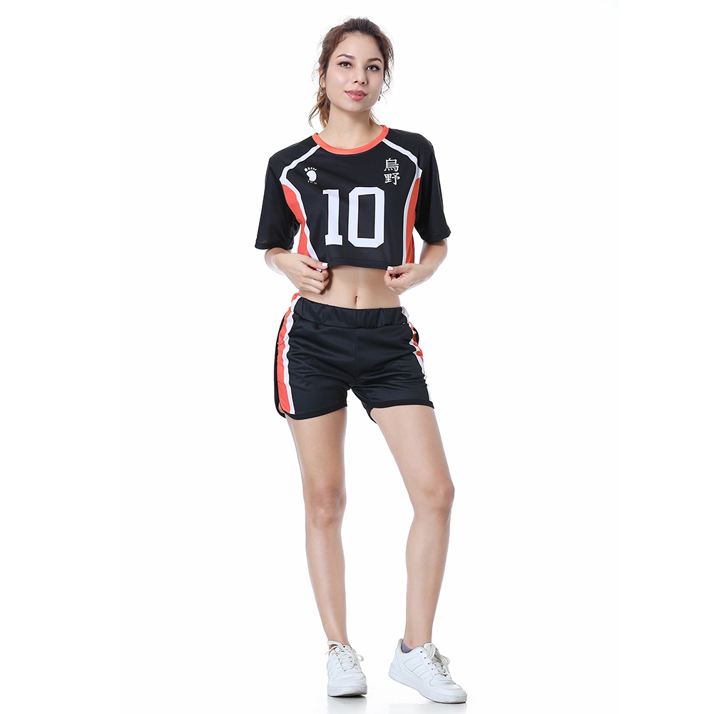 Bộ Áo Croptop + Quần Short Hóa Trang hinata shoyo 10 karasuno Thời Trang Mùa Hè Cho Nữ