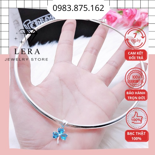 Kiềng nữ cổ bạc nguyên chất mặt cỏ 3 lá nhiều màu tại trang sức bạc Lera