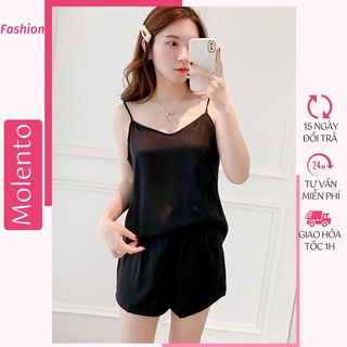 Đồ Ngủ Nữ 2 Dây Lụa Satin Cao Cấp Molento Bộ Pijama Mặc Nhà Nhẹ Nhàng Thoải Mái Không Nhăn - M20
