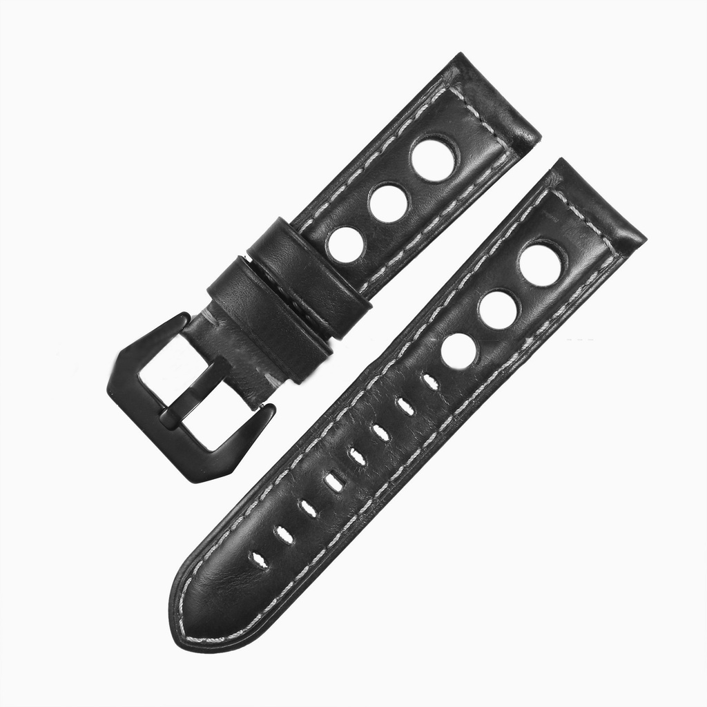 [HÀNG NHẬP] Dây da đồng hồ da bò thật BO-33 kiểu dáng thể thao thoáng mát size 20 size 22 siz2 24