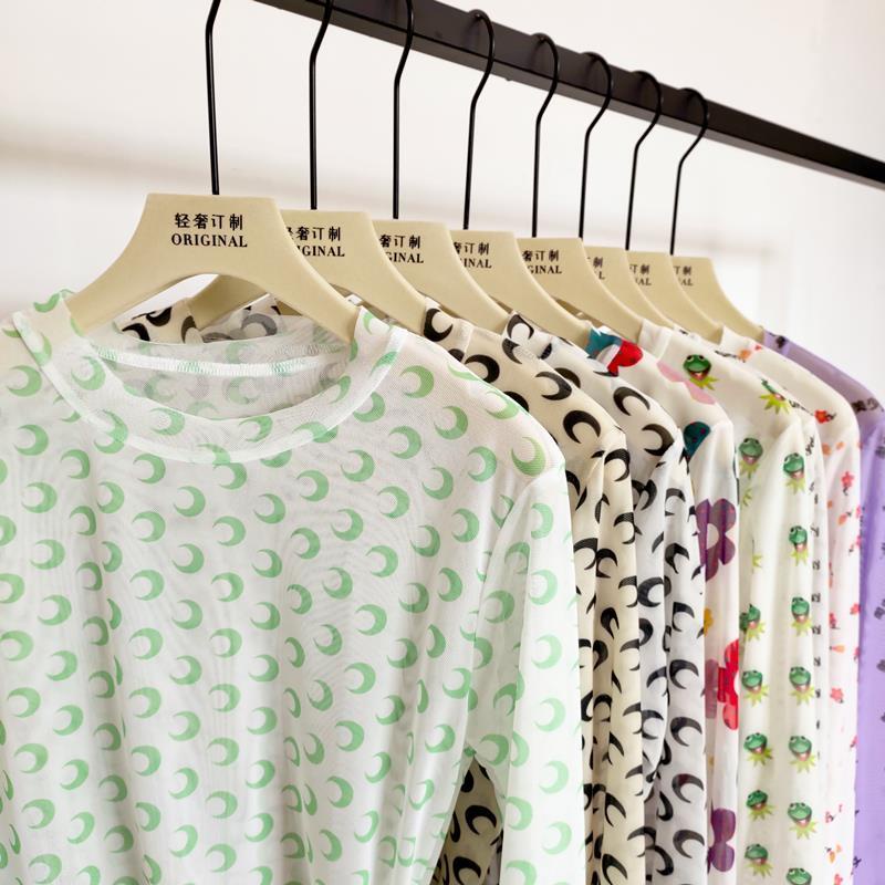 Áo thun tay dài che nắng vải lụa mỏng in họa tiết hoa/mặt trăng/chữ mỹ nữ thời trang mùa hè phong cách hyuna cho bạn nữ