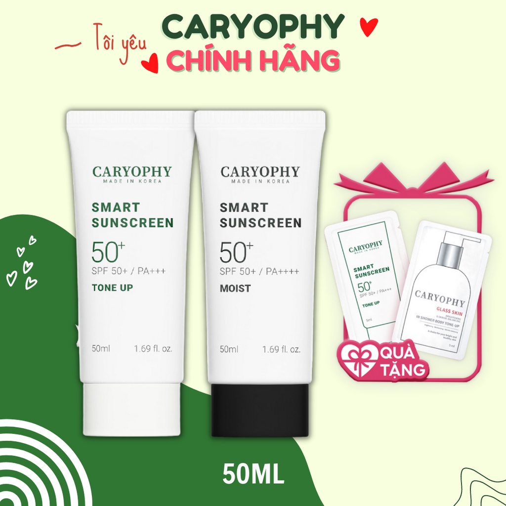 Kem chống nắng Caryophy cho da dầu mụn hàn quốc 3in1 smart sunscreen tone up spf50 50ml