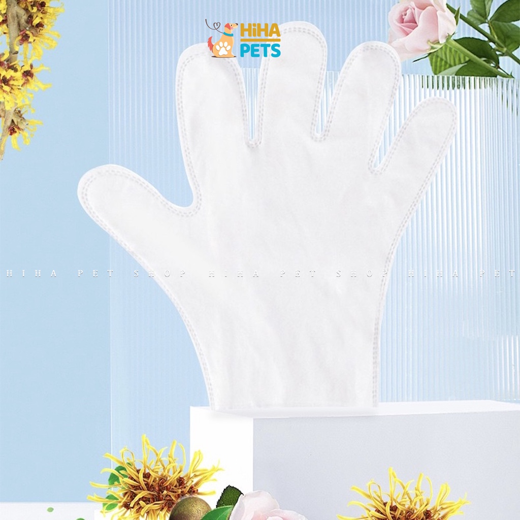 Găng Tay Vệ Sinh Lau Sạch Tắm Khô Và Khử Mùi Hôi Cho Chó Mèo Tiện Lợi Dùng Một Lần.