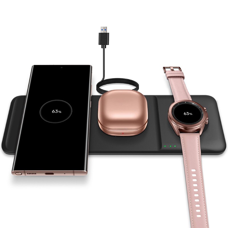 Đế sạc không dây 3 trong 1 cho đồng hồ điện thoại Samsung Galaxy