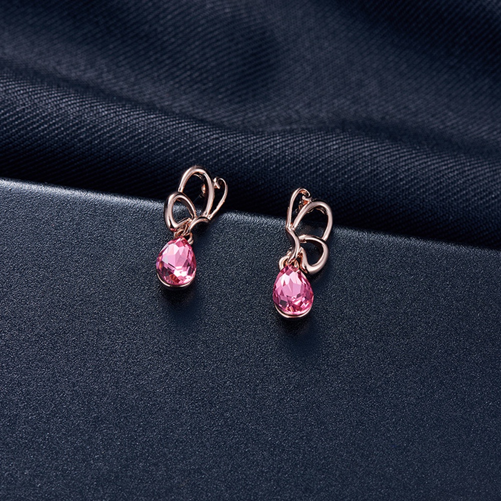 Bộ Vòng cổ + Bông Tai Đính Đá Hình Giọt Nước Sang Trọng Cho Nữ