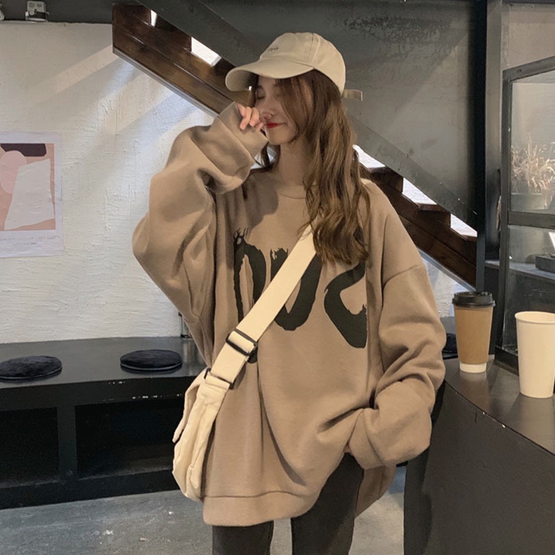 Áo Sweater Mỏng Tay Dài Dáng Rộng Thời Trang Mùa Thu Cho Nữ Có Size Lớn