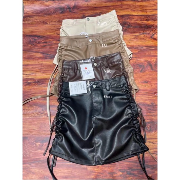 Chân váy da rút dây 2 bên, Chân váy ngắn dáng A CV1762 - NhiNhi Shop