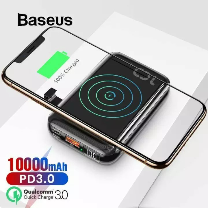 Sạc dự phòng không dây Baseus 10000mAh hỗ trợ sạc nhanh 3.0 dành cho iPhone - Chính hãng - BH12T