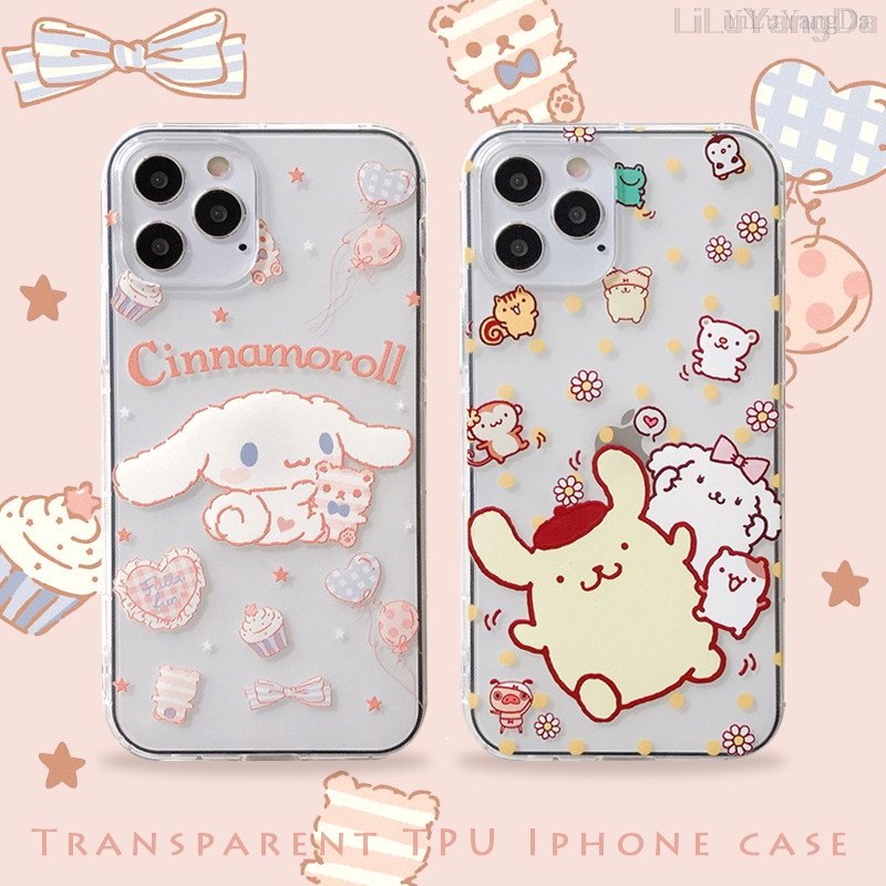 Cartoon pompompurin cinnamoroll dog phone case cho iphone 11 12 13 14 pro max vỏ bọc điện thoại mềm