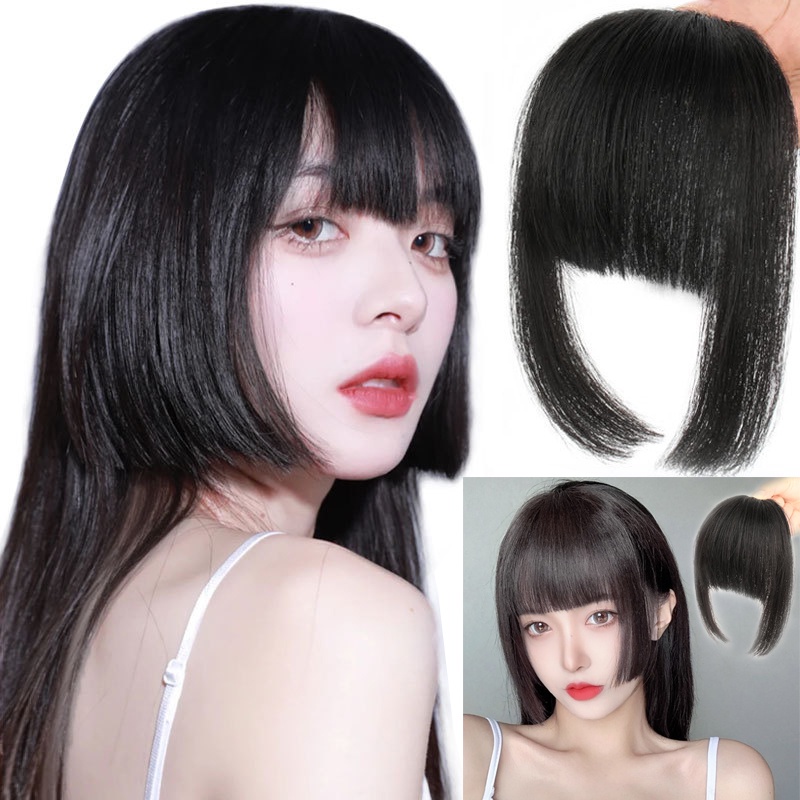 Tóc Mái Giả Không Đường May Màu Trơn Thời Trang Dành Cho Nữ
