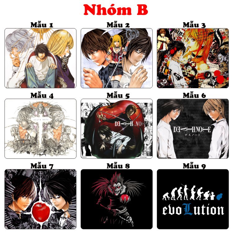 &lt;18 mẫu&gt;Lót chuột máy tính Anime Conan + Death note kích cỡ bàn di chuột lớn 20x24cm chất liệu mouse pad cao su