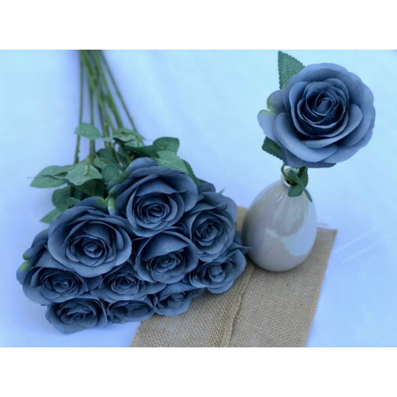 Cành hồng 1 bông,hồng lụa hàn mỹ  thuật trang trí