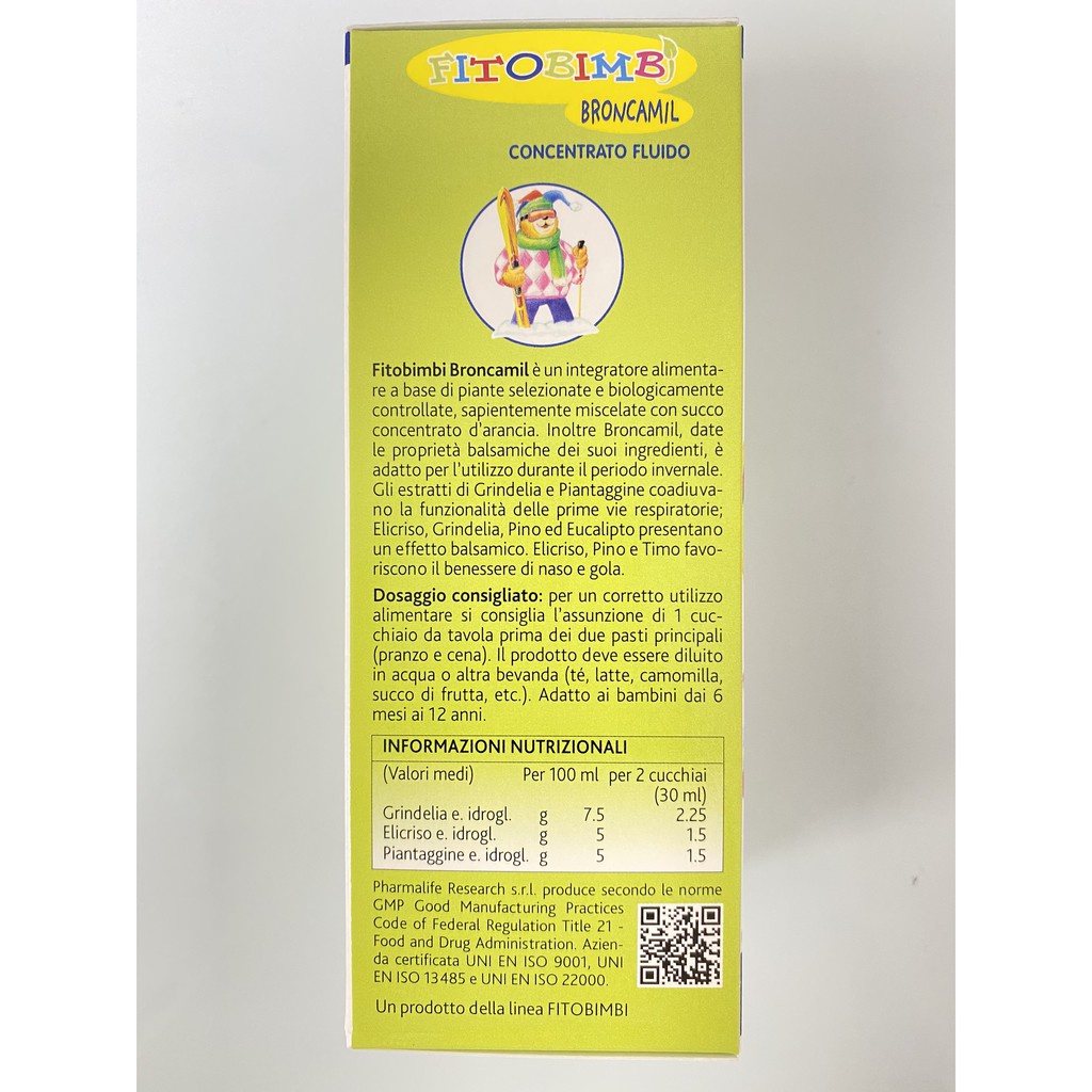 BRONCAMIL FITO BIMBI,Thảo Dược Ho Có Đờm,Viêm Họng,Viêm Phế Quản,Làm Dịu Mát Họng Đường Hô Hấp