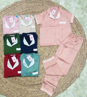 BỘ LỤA SATIN ÁO CỘC QUẦN DÀI PHỐI REN 2019