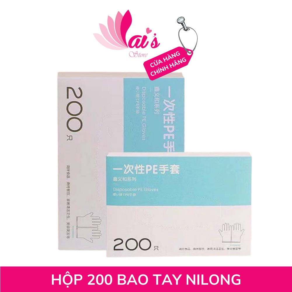 Hộp 200 Chiếc Găng Tay Nilong Siêu Dai Dùng 1 Lần Tự Phân Hủy, Bảo Vệ Môi Trường, An Toàn, Không Mùi, Không Độc Hại