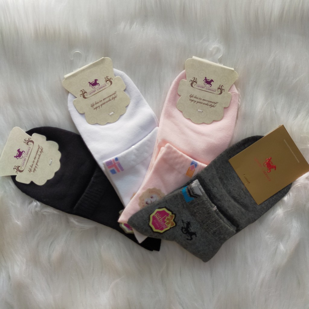 Vớ/tất nữ cổ cao trơn cao cấp Gentry Carriage chất cotton siêu co giãn thấm hút mồ hôi chống hôi chân thoáng khí