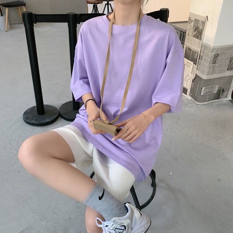 [Mã FAMAYMA2 giảm 10K đơn 50K] Áo thun trơn tay lỡ không cổ cotton nam nữ unisex 2S.Clothing màu tím cà