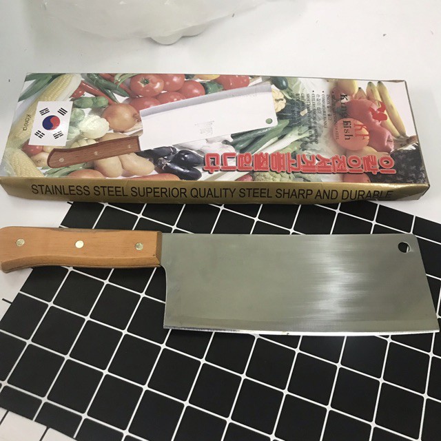 Dao chặt thịt Cán Gỗ cao cấp bền đẹp sắc bén ,loại trung,dụng cụ nhà bếp đa năng