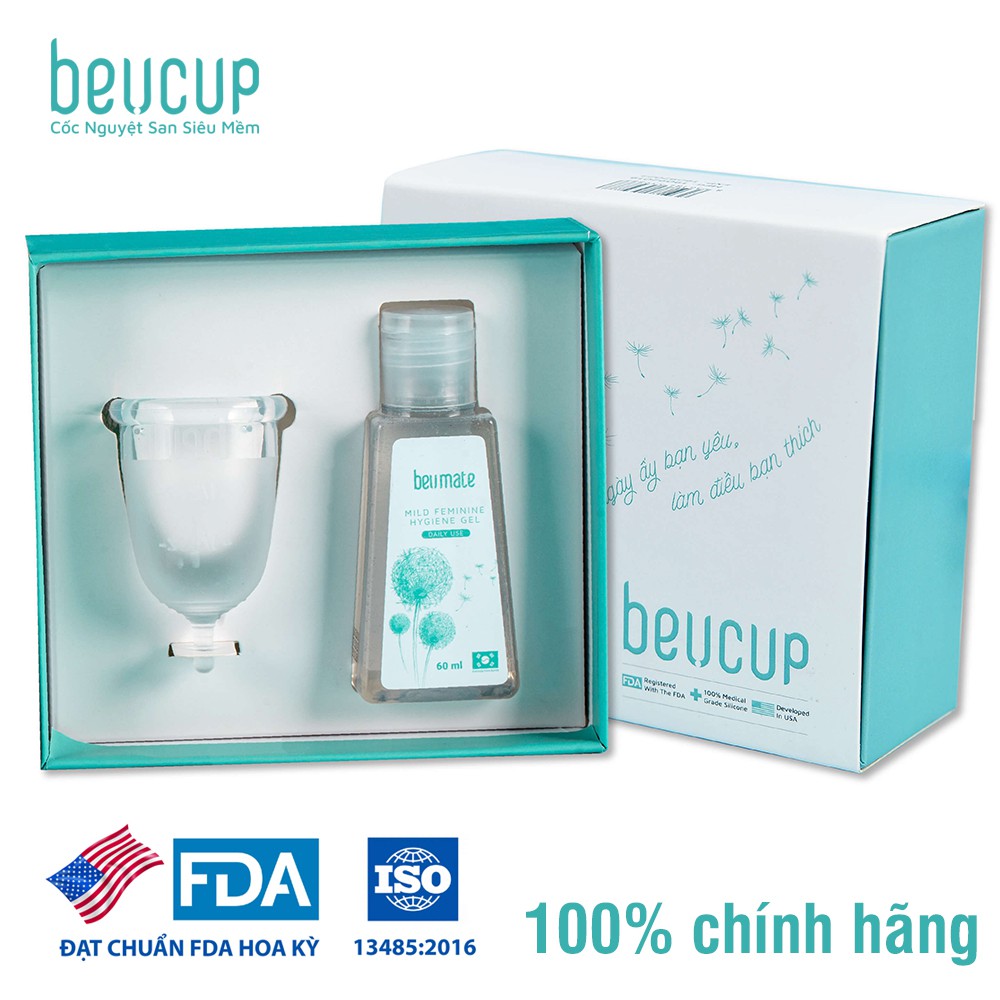 Cốc nguyệt san BeUcup siêu mềm 100% Silicol y tế Waker Đức siêu mềm, đạt chuẩn FDA Hoa Kỳ An toàn Không kích ứng ZD-CNS0