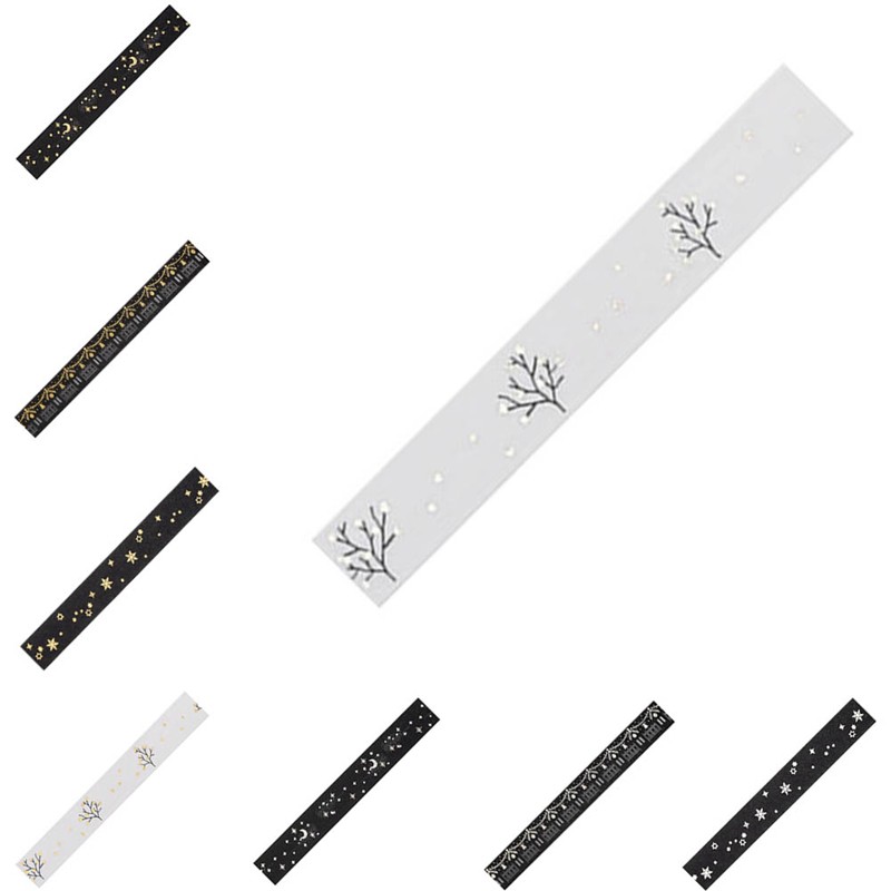 Băng keo hình mặt trăng ngôi sao màu đen dễ thương dùng gói quà trang trí sổ tay 1.5cm X 5m DIY