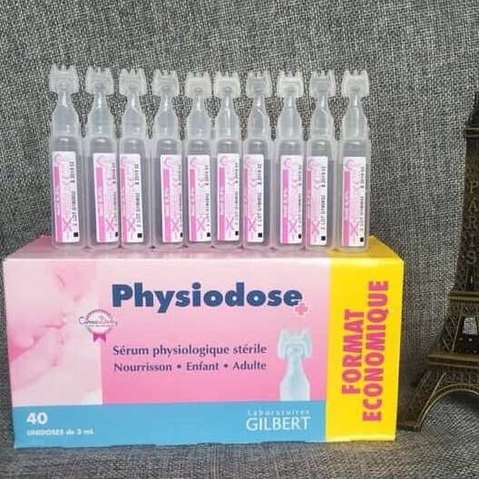 Nước muối sinh lý Pháp Physiodose 0,9% Hồng 40 ống