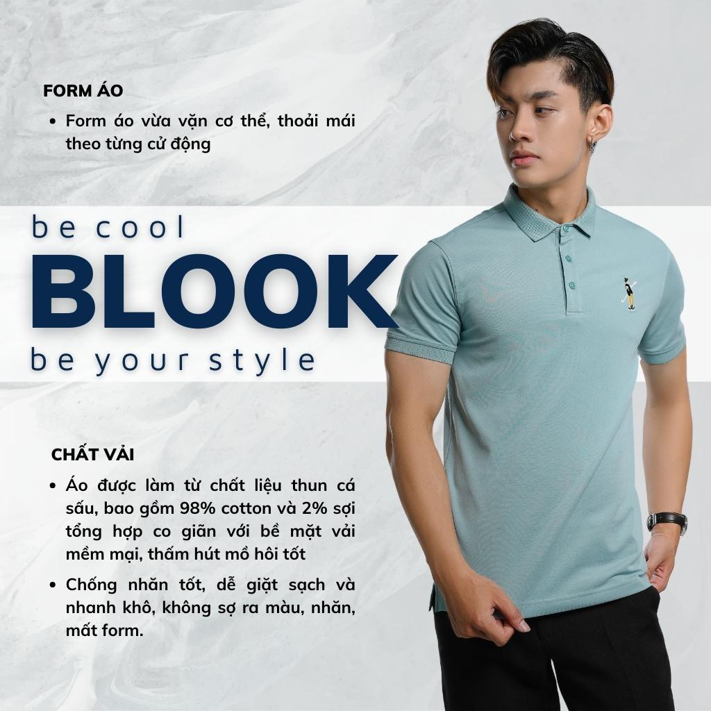 Áo polo nam slimfit BLOOK vải thun cá sấu cotton co giãn thêu hình trẻ trung 35031