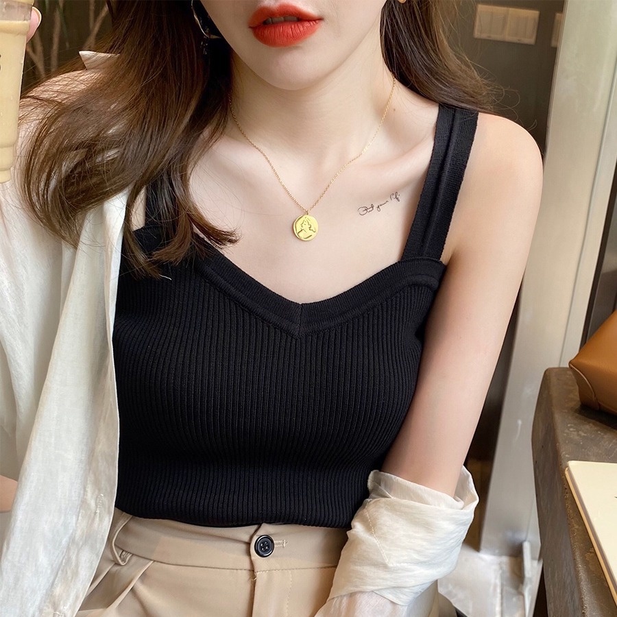 Áo Hai Dây Màu Trắng Thời Trang Xuân Thu Cho Nữ