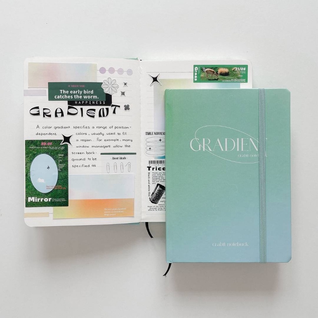 Sổ Tay A5 Ghi Chép Bullet Journal 130gsm Ruột Kẻ Ngang Grid Dotgrid Crabit Gradient