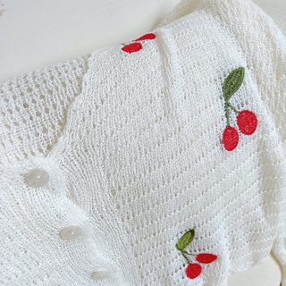 Áo Len Đan Lưới Cherry Hèo Studio (Ảnh Thật)